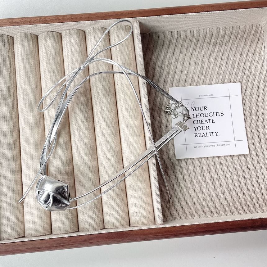 Bow Floral Layered Faux Leather Choker