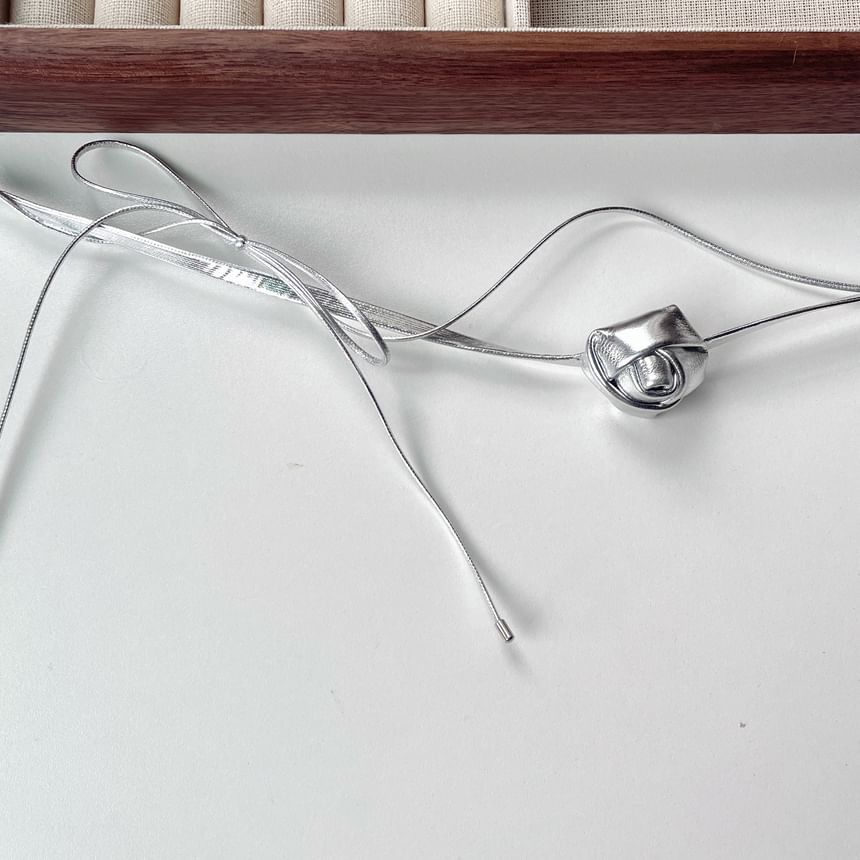 Bow Floral Layered Faux Leather Choker