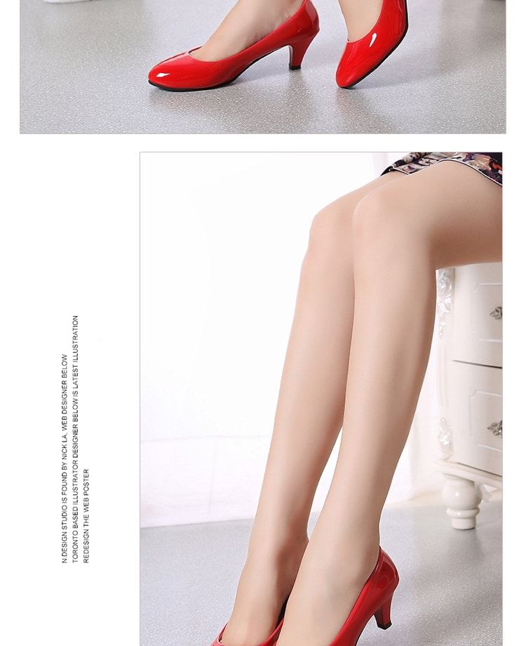 Round Toe Kitten Heel Pumps