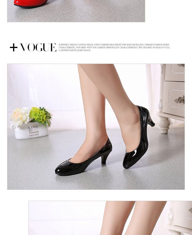 Round Toe Kitten Heel Pumps