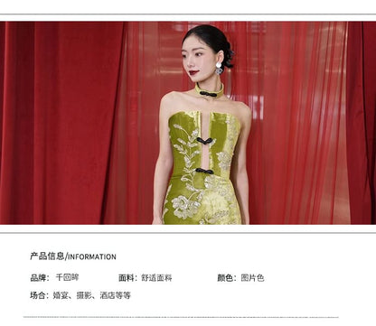 Floral Evening Sheath Strapless Gown