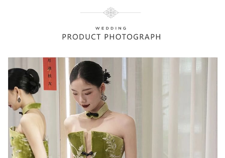 Floral Evening Sheath Strapless Gown