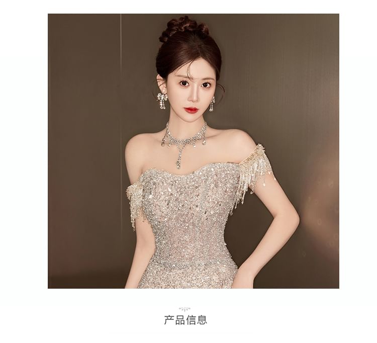 Evening Sequin Mermaid Off-Shoulder Gown