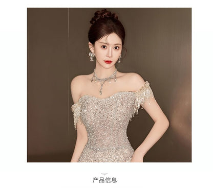 Evening Sequin Mermaid Off-Shoulder Gown