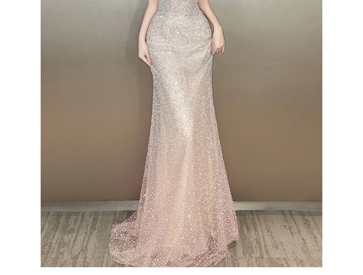 Evening Sequin Mermaid Off-Shoulder Gown