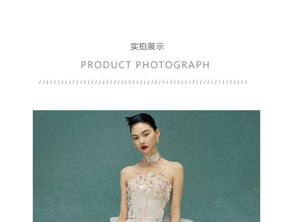 Evening Gown Bow Floral Back Mermaid Halter