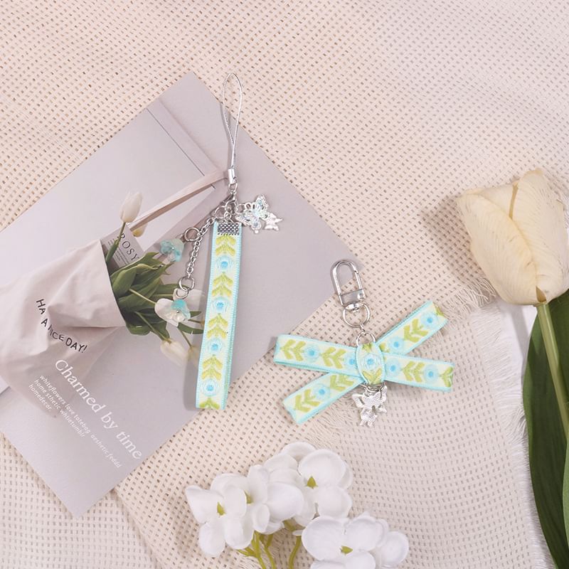 Floral Strap Keyring / Phone Charm (Various Designs)