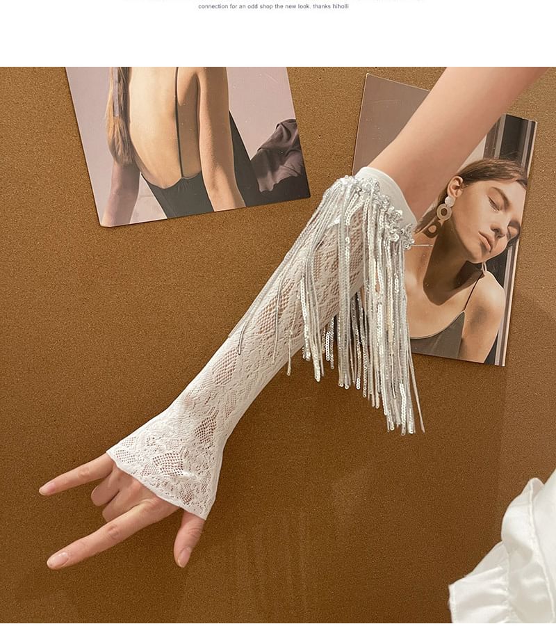 Tasseled Lace Arm Sleeves