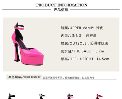 High Heel Faux Leather Platform Sandals