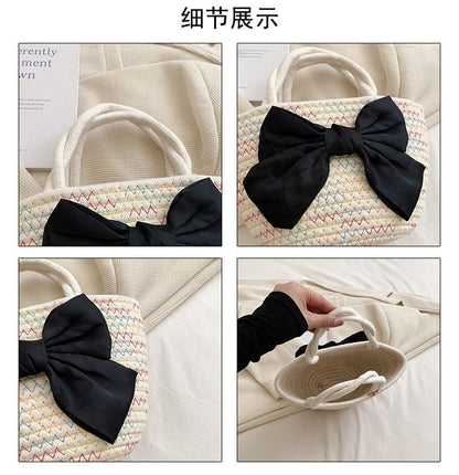 Bow Woven Tote Bag