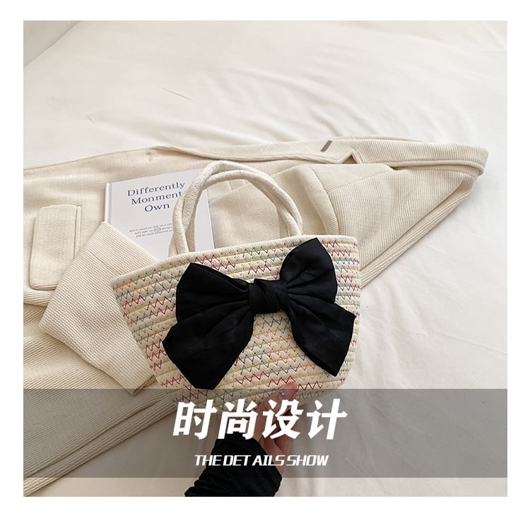 Bow Woven Tote Bag