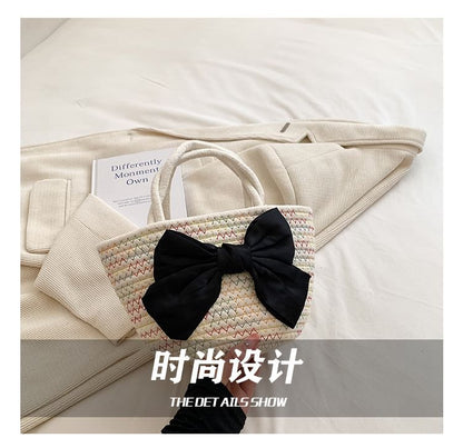 Bow Woven Tote Bag