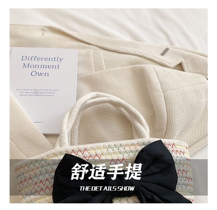 Bow Woven Tote Bag