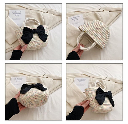 Bow Woven Tote Bag