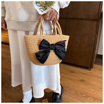 Bow Woven Tote Bag