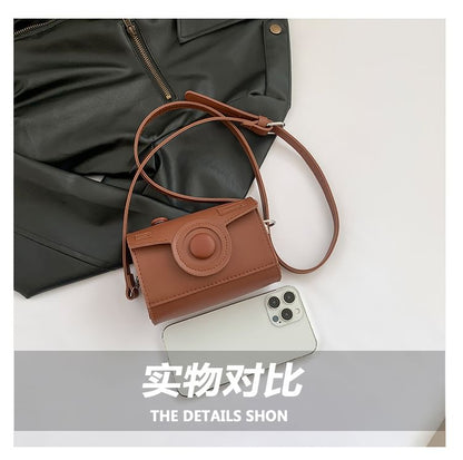 Faux Leather Flap Camera Crossbody Bag