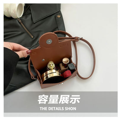 Faux Leather Flap Camera Crossbody Bag