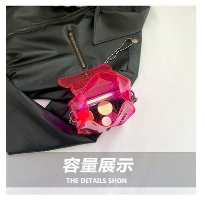 Crisscross Chained Studded PVC Crossbody Bag