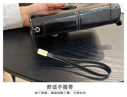 Faux Leather Floral Charm Long Wallet