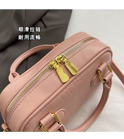 Croc Grain Top Handle Crossbody Bag