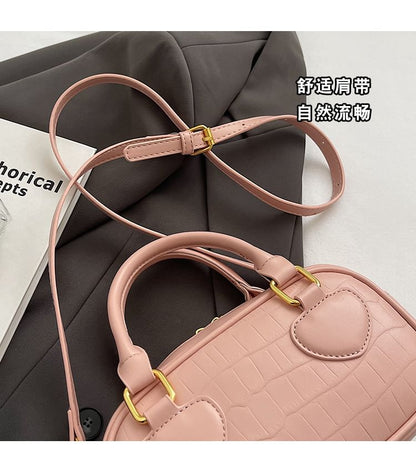 Croc Grain Top Handle Crossbody Bag