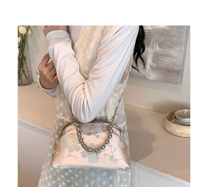 Floral Jacquard Kiss Lock Crossbody Bag
