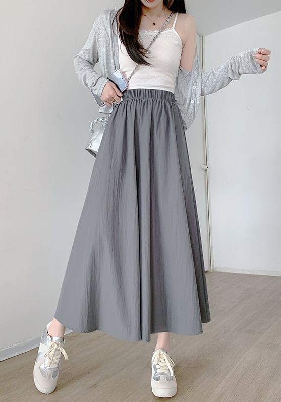 High Rise Wide Leg Plain Skort