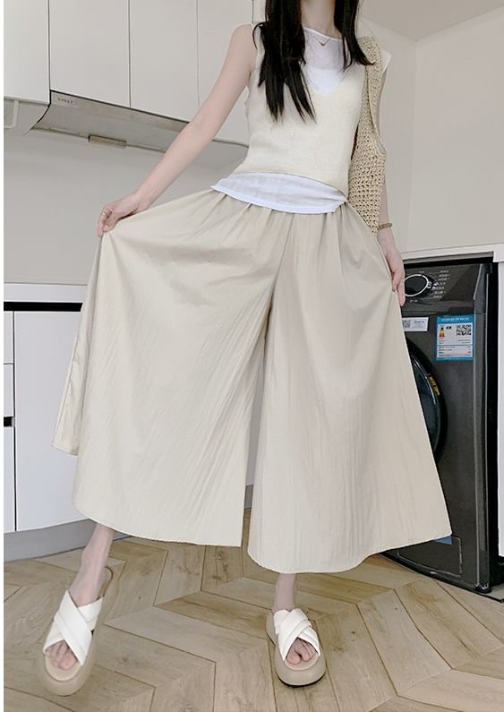 High Rise Wide Leg Plain Skort