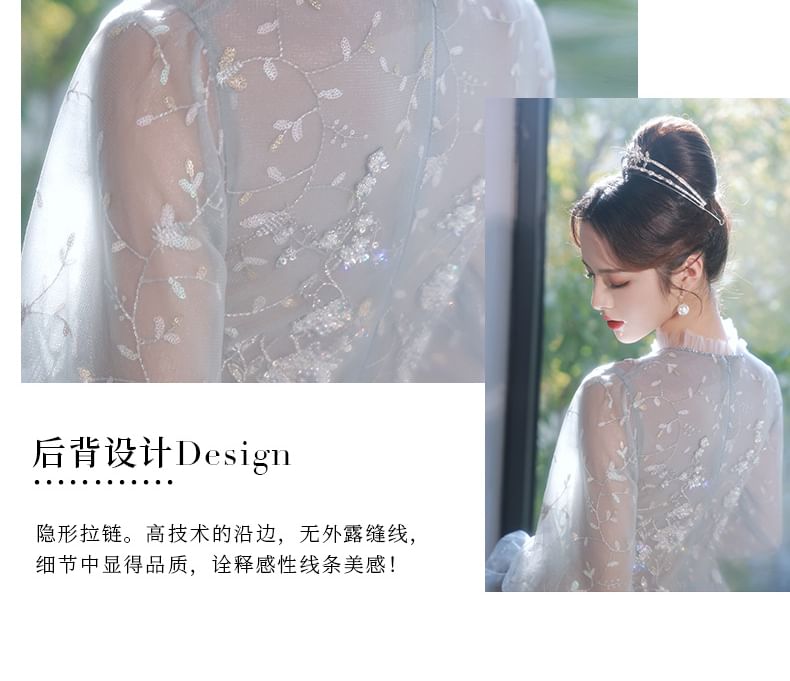 Designs) Lace A-Line Long-Sleeve Gown Flower Evening (Various