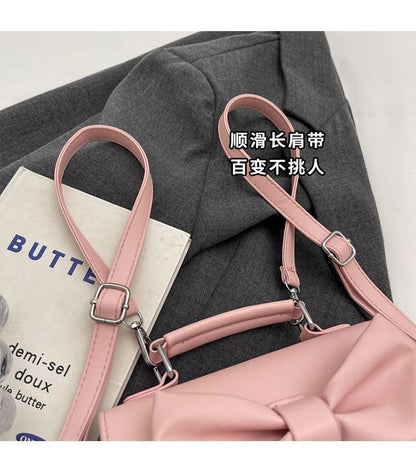 Bow Flap Faux Leather Flap Backpack