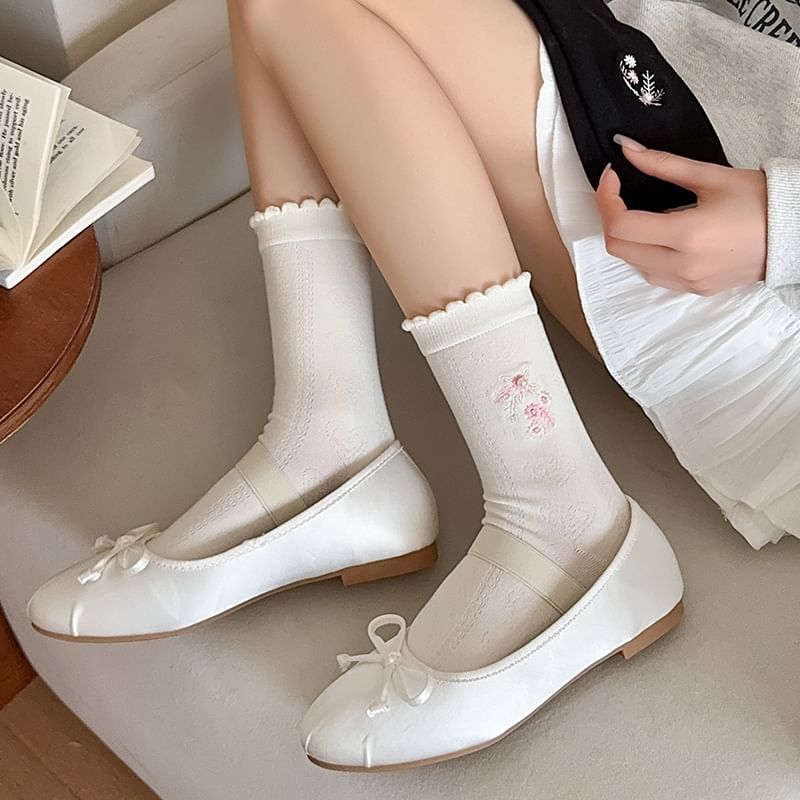 Flower Embroidered Socks