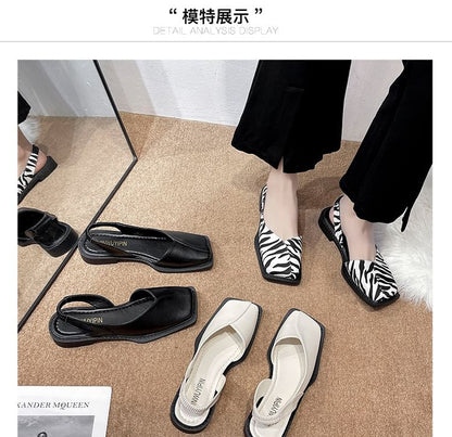 Square-Toe Slingback Sandals