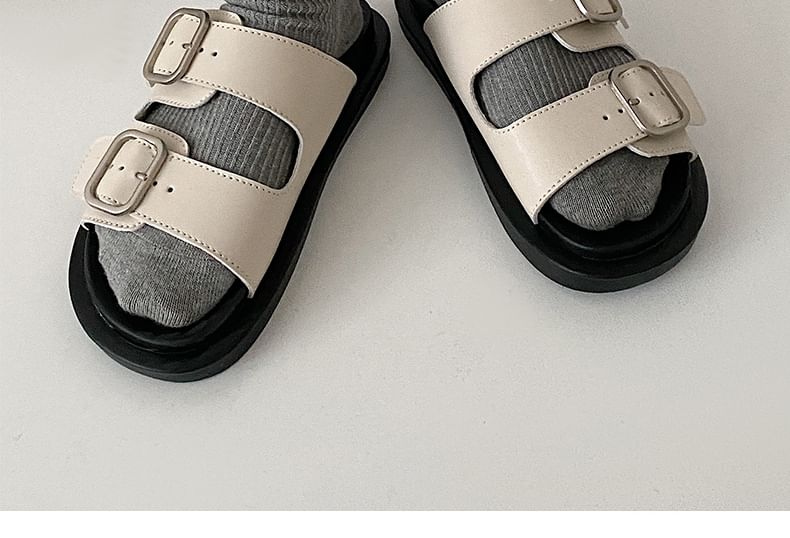 Buckled Platform Slide Sandals