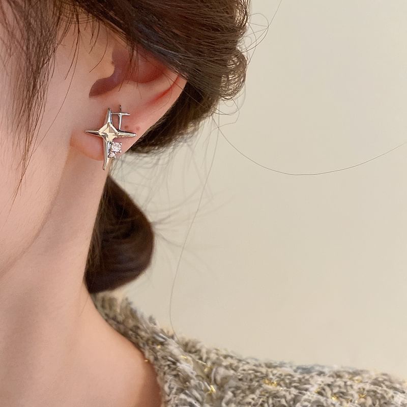 Boucles d'oreilles à tige en alliage avec strass en forme d'étoile