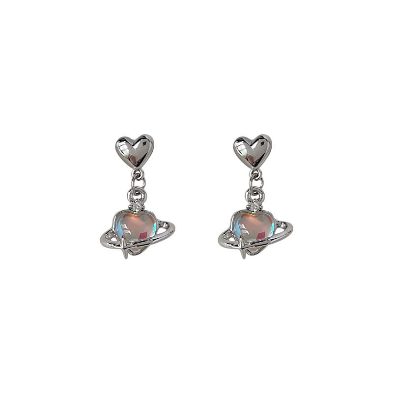 Boucles d'oreilles pendantes en alliage Heart Planet