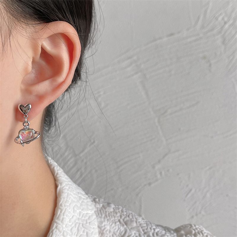 Heart Planet Alloy Drop Earring