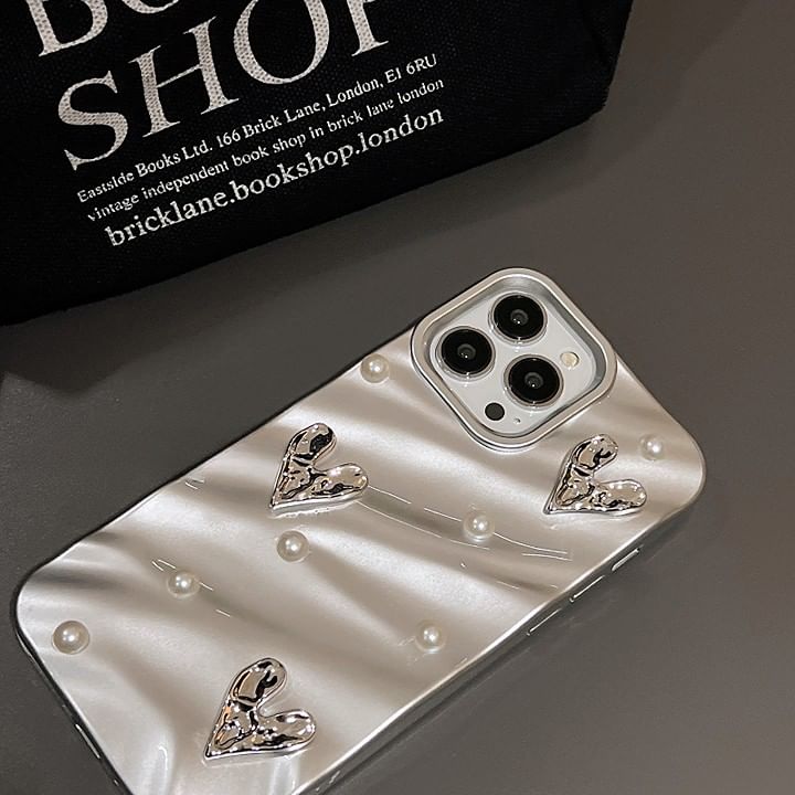 Heart Phone Case Faux Pearl
