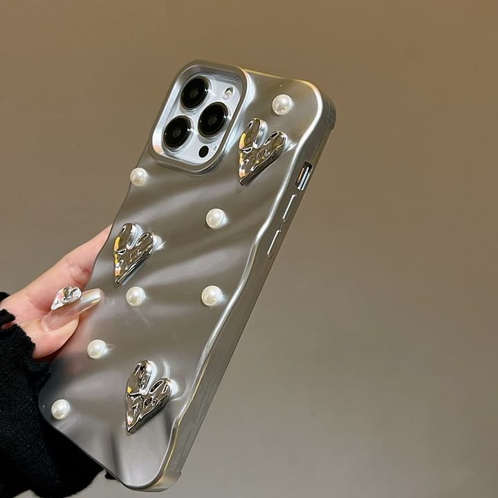 Heart Phone Case Faux Pearl