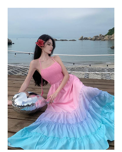 Halter Gradient Maxi Sundress