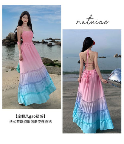 Halter Gradient Maxi Sundress