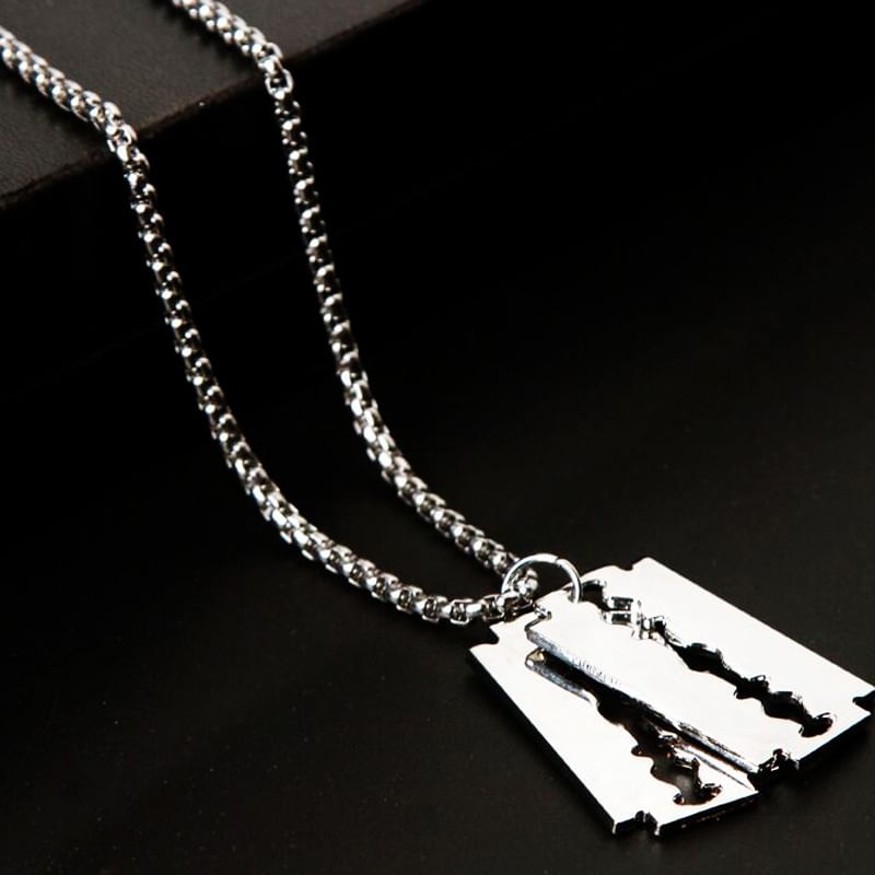 Razor Blade Pendant Stainless Steel Necklace (Various Designs)