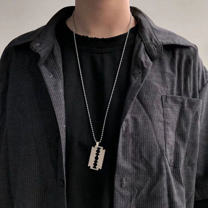 Razor Blade Pendant Stainless Steel Necklace (Various Designs)