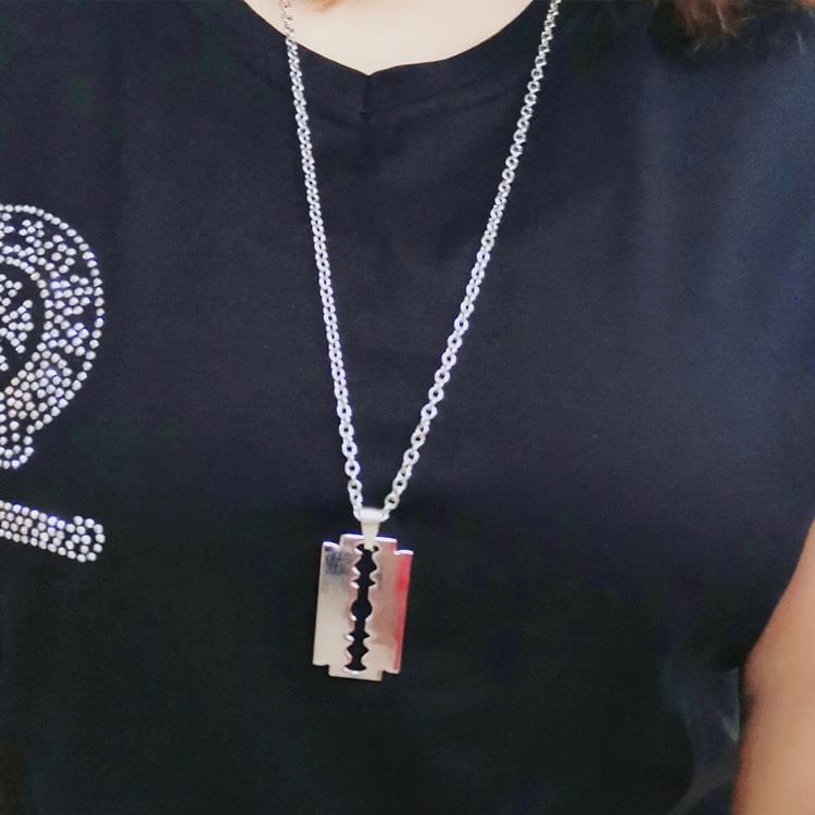 Razor Blade Pendant Stainless Steel Necklace (Various Designs)