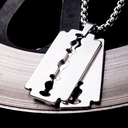 Razor Blade Pendant Stainless Steel Necklace (Various Designs)