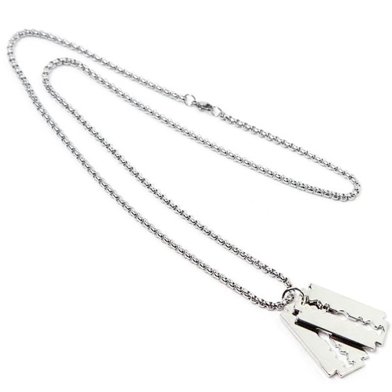Razor Blade Pendant Stainless Steel Necklace (Various Designs)