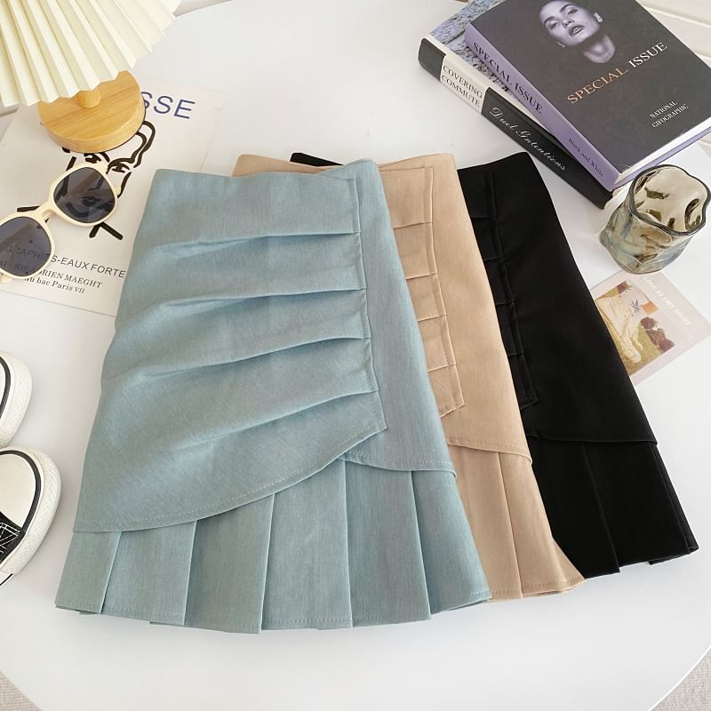 Plain Pleated A-Line Skirt