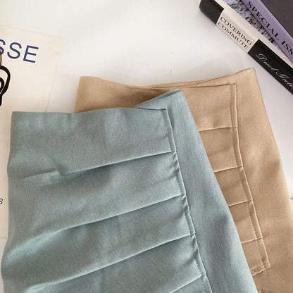 Jupe trapèze plissée unie