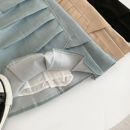 Jupe trapèze plissée unie