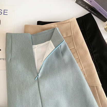 Jupe trapèze plissée unie