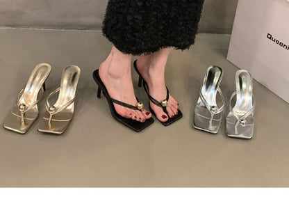 Beaded Kitten Heel Flip-Flops